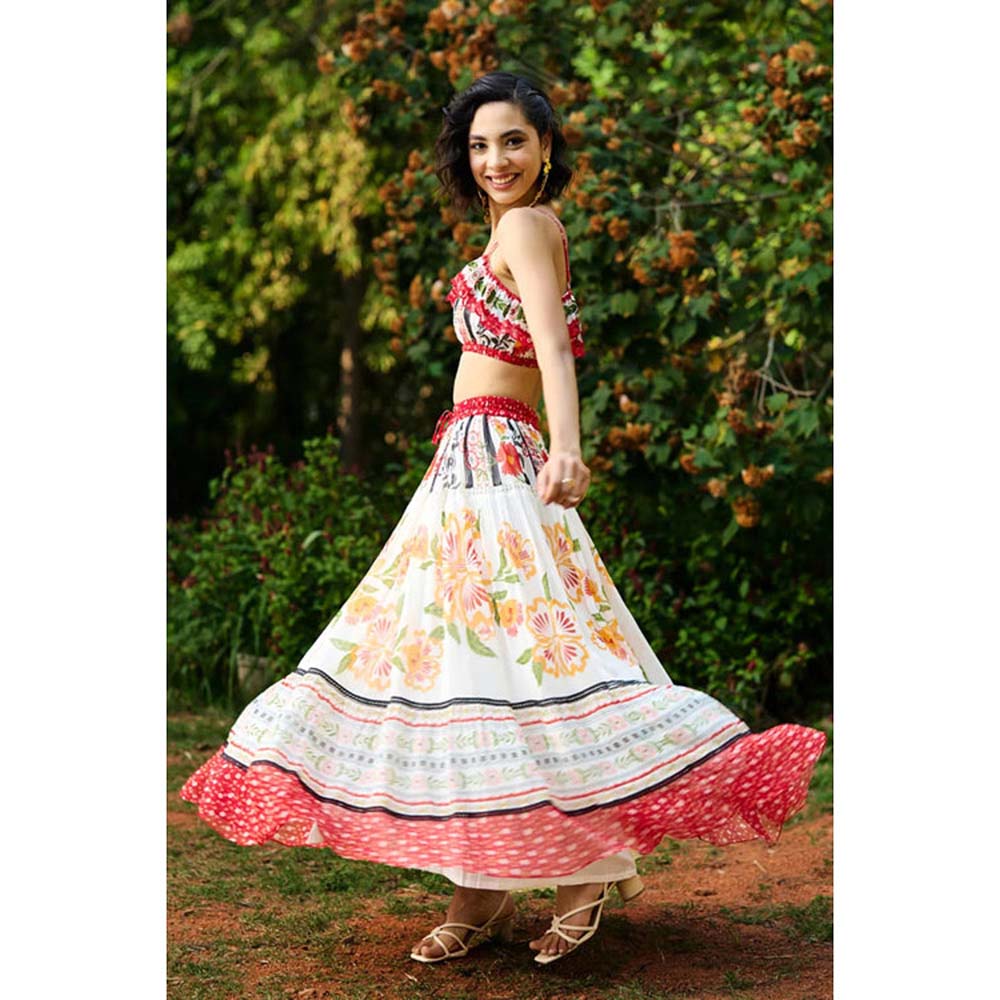 Verb Iris Embroidered Crop Top With Skirt