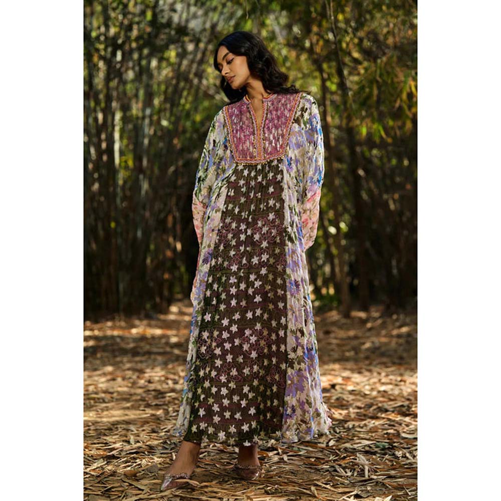Verb Black Karissa Embroidered Kaftan Dress