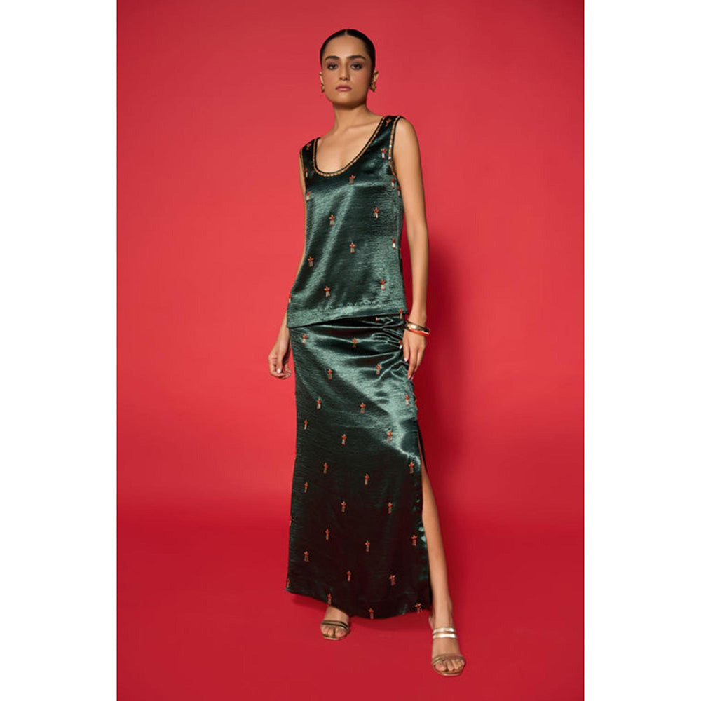 Verb Green Prina Embroidered Skirt