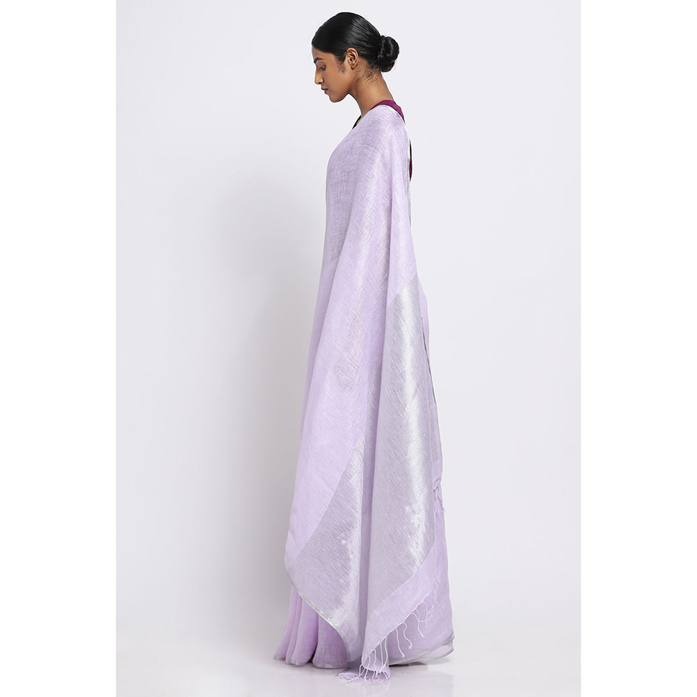 Via East Lavender Linen Saree with Unstitched Blouse