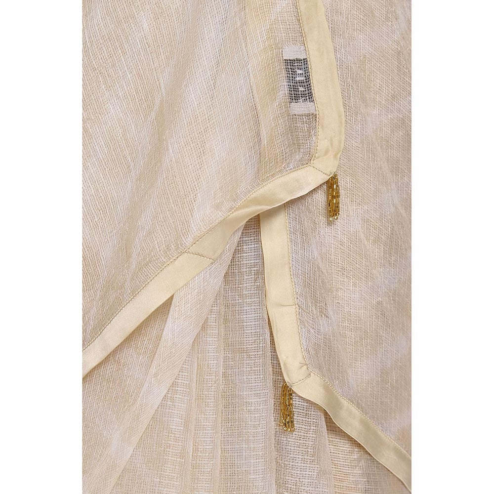 Via East Cream Kota Silk Leheriya Saree