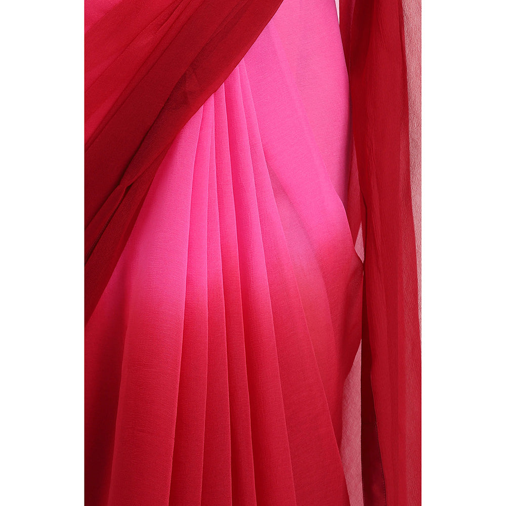 Via East Purple Maroon Chiffon Ombre Saree