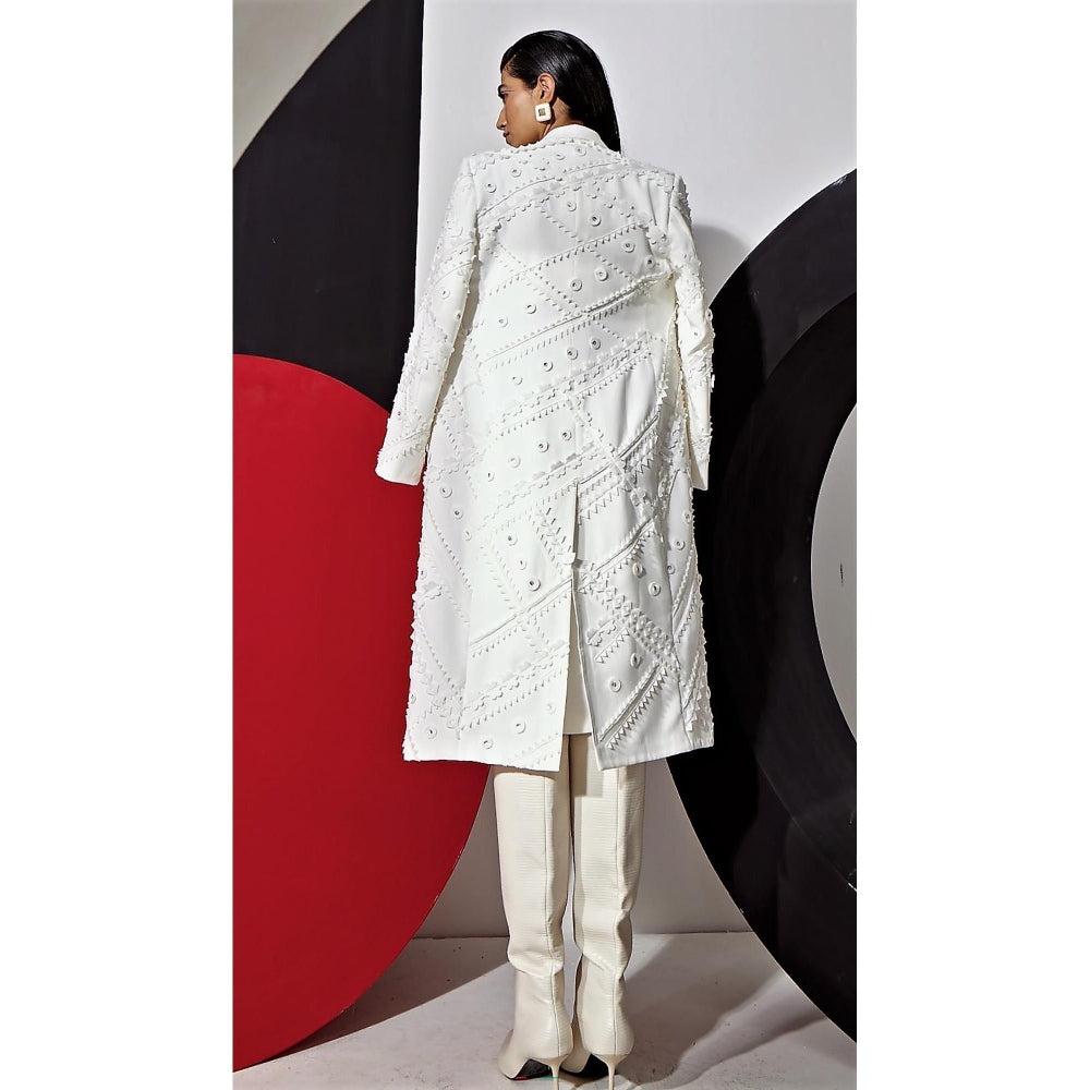 Vidhi Wadhwani White Simya Blazer with Skirt and Crop Top (Set of 3)