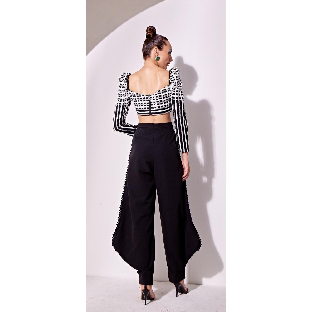 Vidhi Wadhwani Black Jojo Metallic Crop Top with Pant (Set of 2)