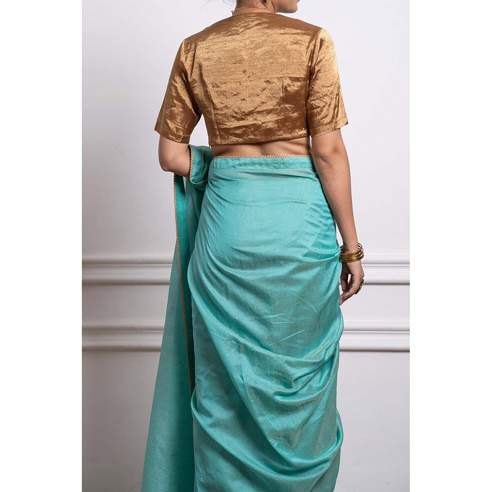 Vinusto Chanderi Zari Solid Saree and Stitched Blouse