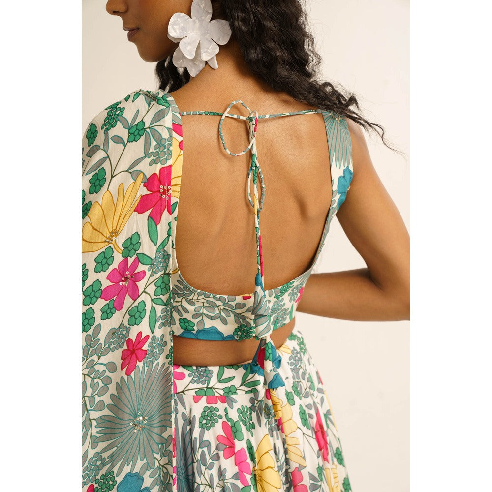 Vishala Shree Multi-Color Jasmine Lehenga with Blouse and Dupatta (Set of 3)