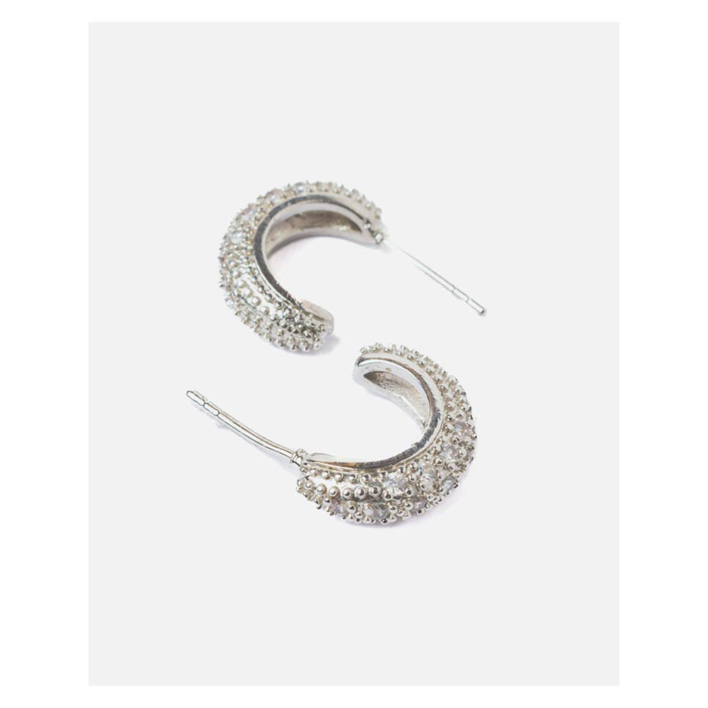 VIVINIA By Vidhi Mehra Silver Plated Womens Half Hoop Earrings