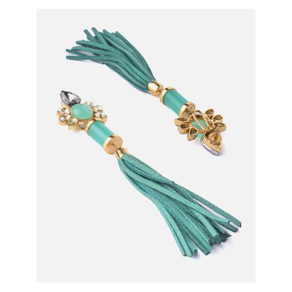 VIVINIA By Vidhi Mehra Florence Gold Plated Green Womens Dangle Earrings