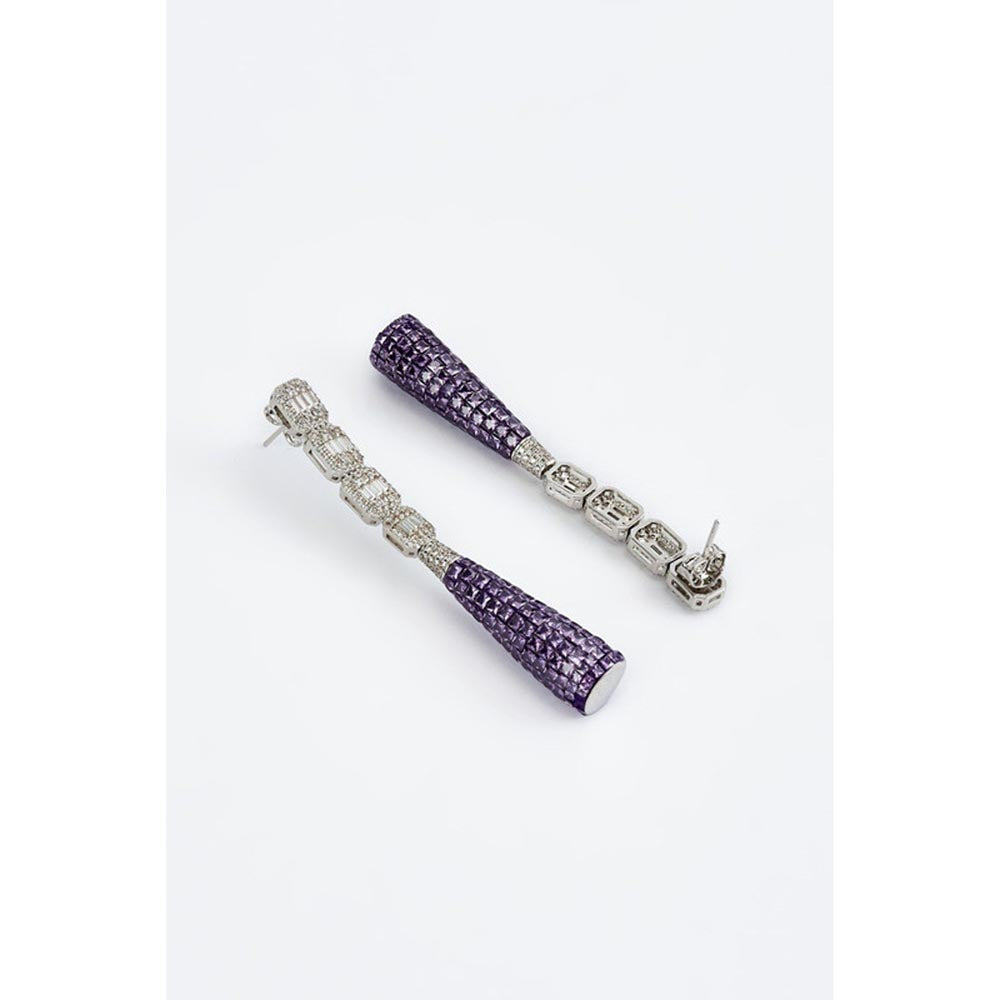 VIVINIA By Vidhi Mehra Zia Silver Plated Purple Womens Zircon Dangler Earrings