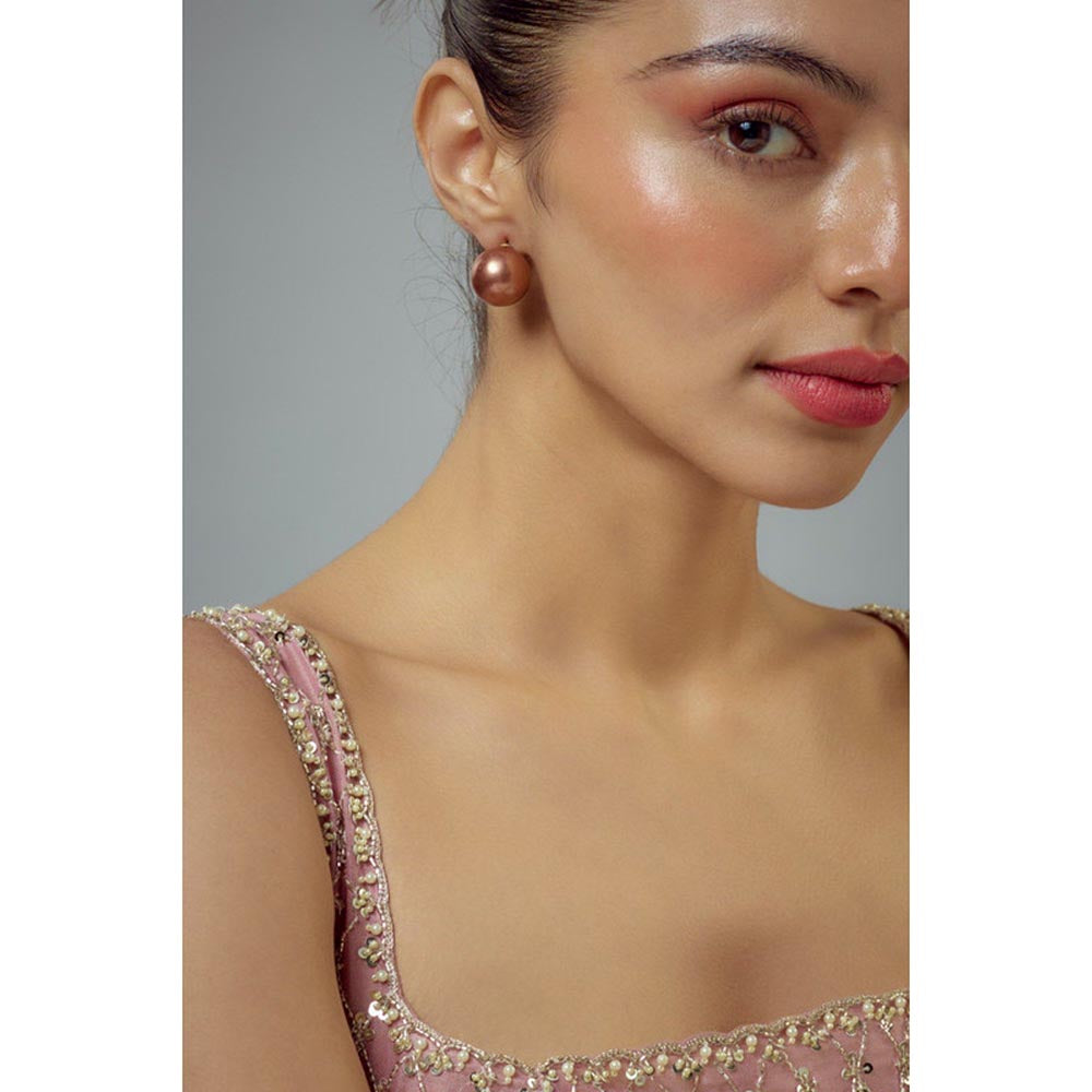 VIVINIA By Vidhi Mehra Florence Brown Pearl Womens Studs Earrings