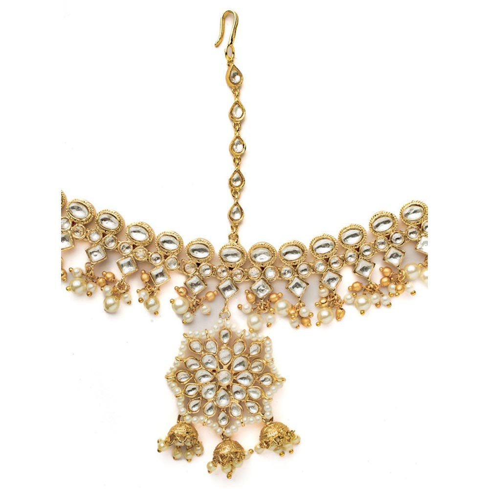 VIVINIA By Vidhi Mehra Gold Plated White Womens Kundan Polki Maathapatti