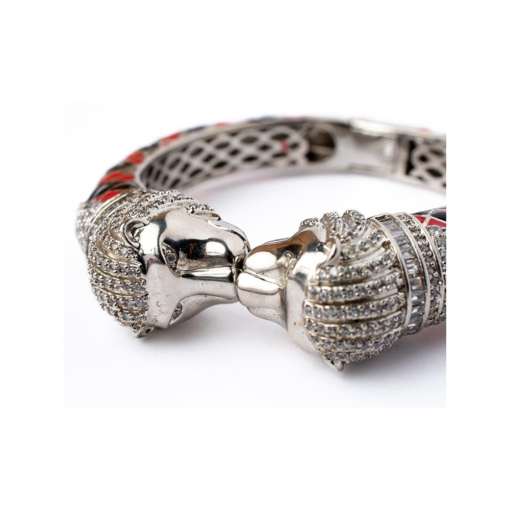 VIVINIA By Vidhi Mehra Silver Plated Red Womens Kada