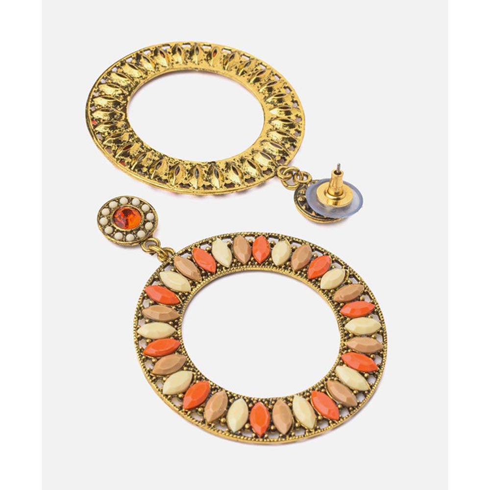 VIVINIA By Vidhi Mehra Florence Gold Plated Orange Womens Drop Earrings