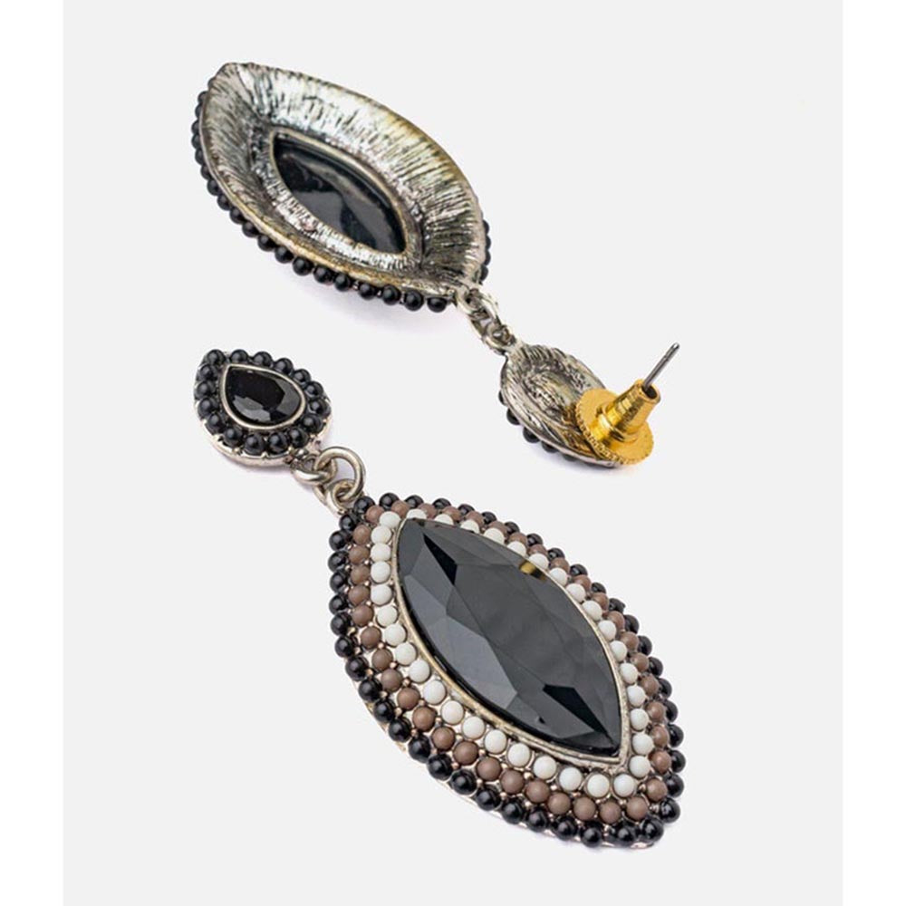 VIVINIA By Vidhi Mehra Florence Silver Plated Black Womens Drop Earrings