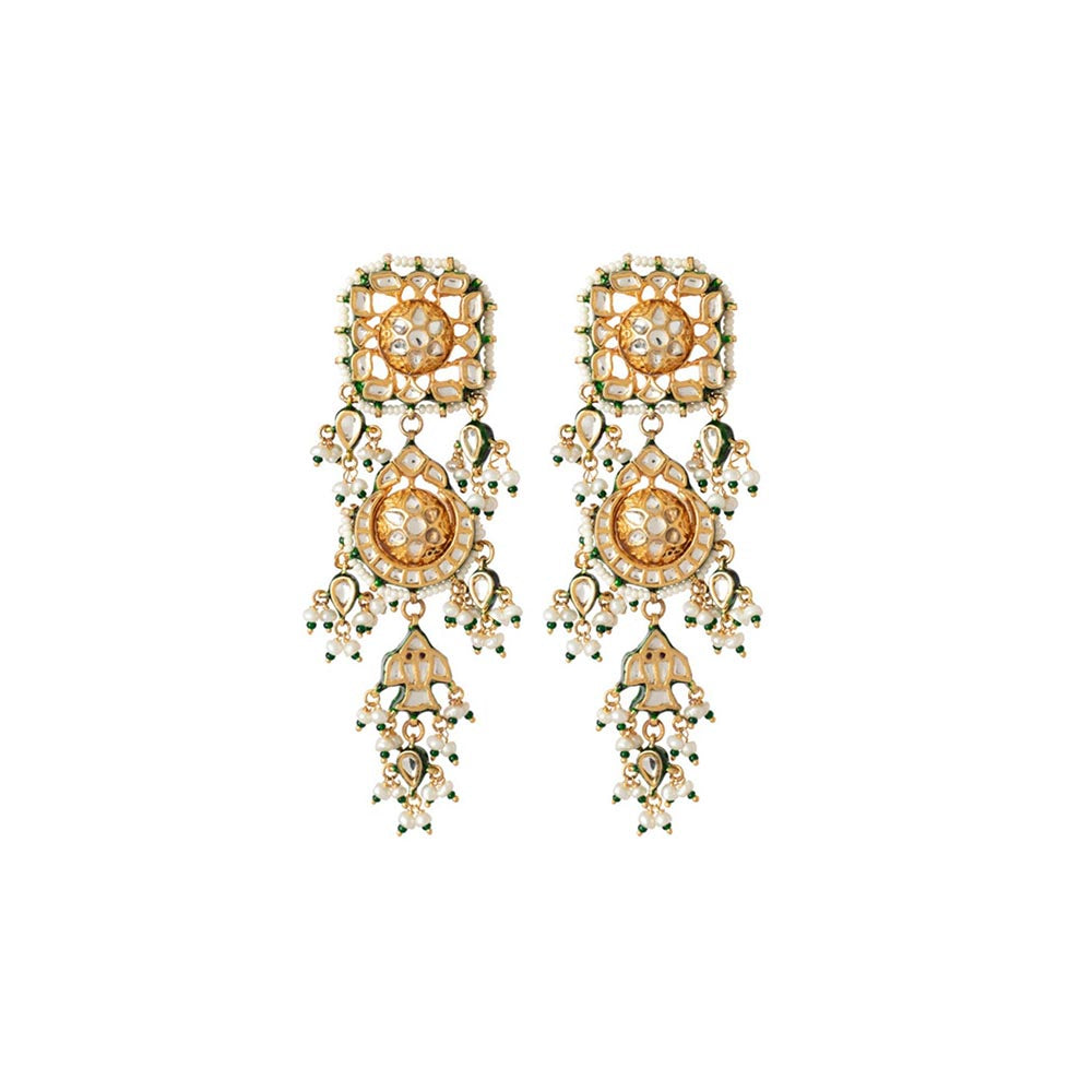 VIVINIA By Vidhi Mehra Inaayat Gold Plated Womens Kundan Polki Necklace Set With Earrings