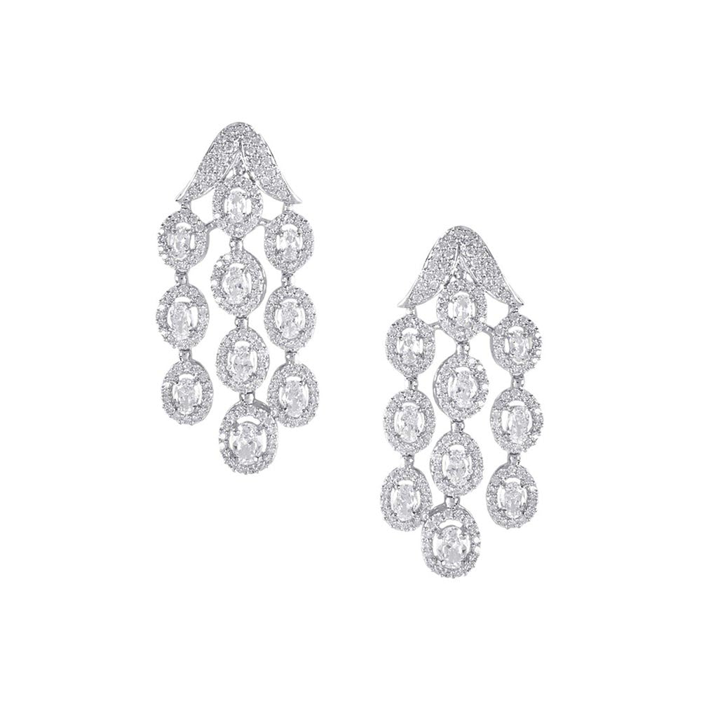 VIVINIA By Vidhi Mehra Silver Plated Womens Zircon Short Necklace Set With Earrings