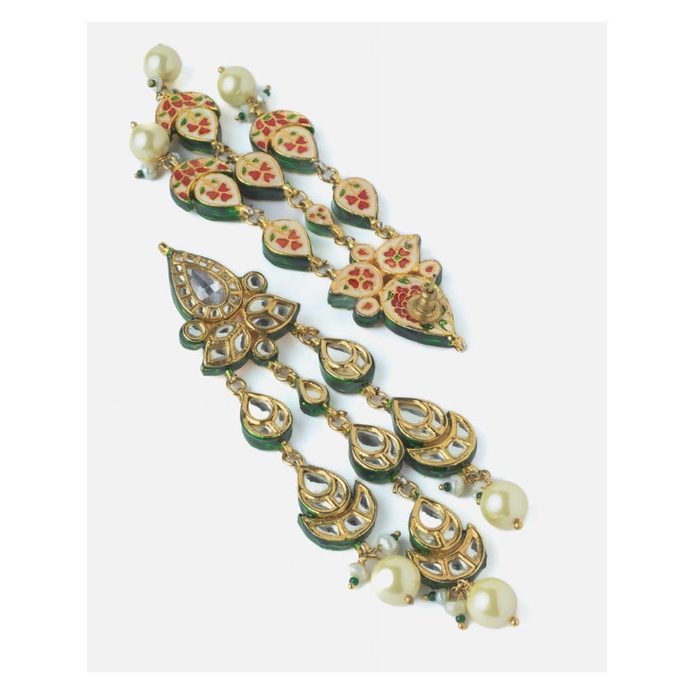 VIVINIA By Vidhi Mehra Gold Plated Womens Kundan Short Necklace Set With Earrings