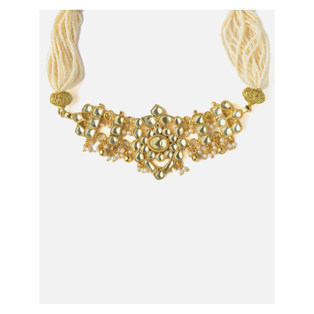 VIVINIA By Vidhi Mehra Gold Plated White Womens Kundan Choker Necklace