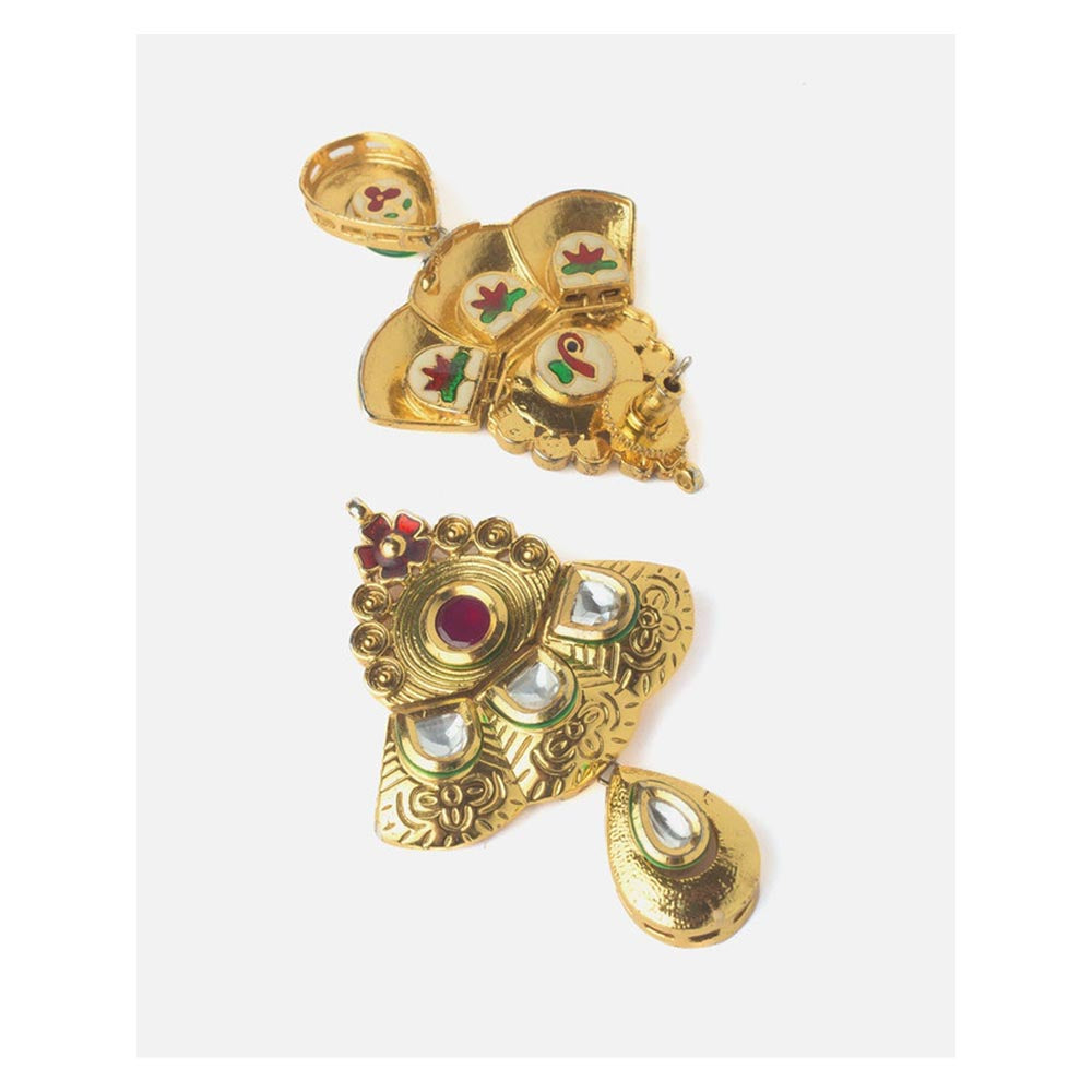VIVINIA By Vidhi Mehra Gold Plated Red And Green Womens Synthetic Stone Long Necklace Sets