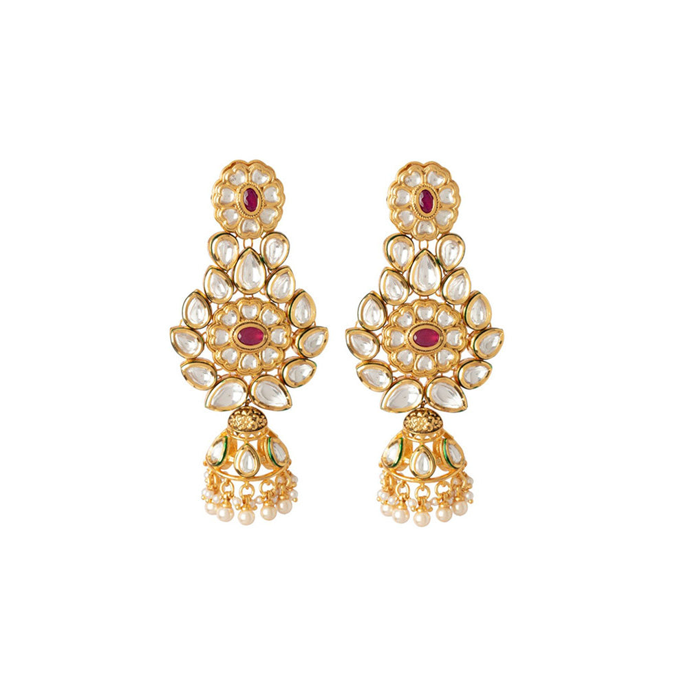 VIVINIA By Vidhi Mehra Aatman Gold Plated Red Womens Synthetic Stone Necklace Set