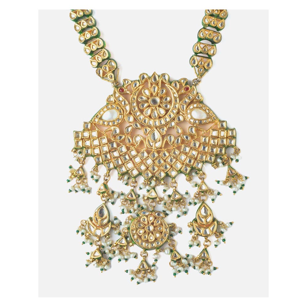 VIVINIA By Vidhi Mehra Gold Plated Green Womens Kundan Long Necklace
