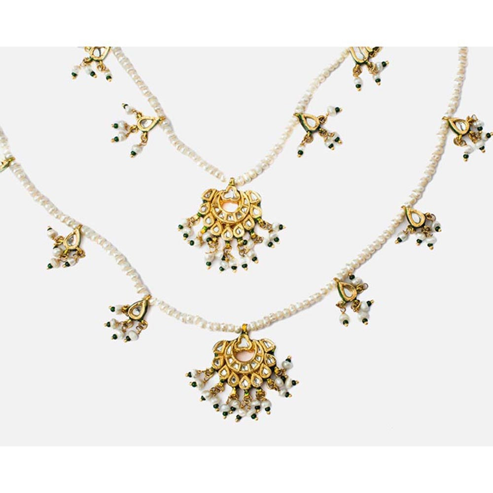 VIVINIA By Vidhi Mehra Antara Gold Plated White Womens Kundan Polki Long Necklace Set
