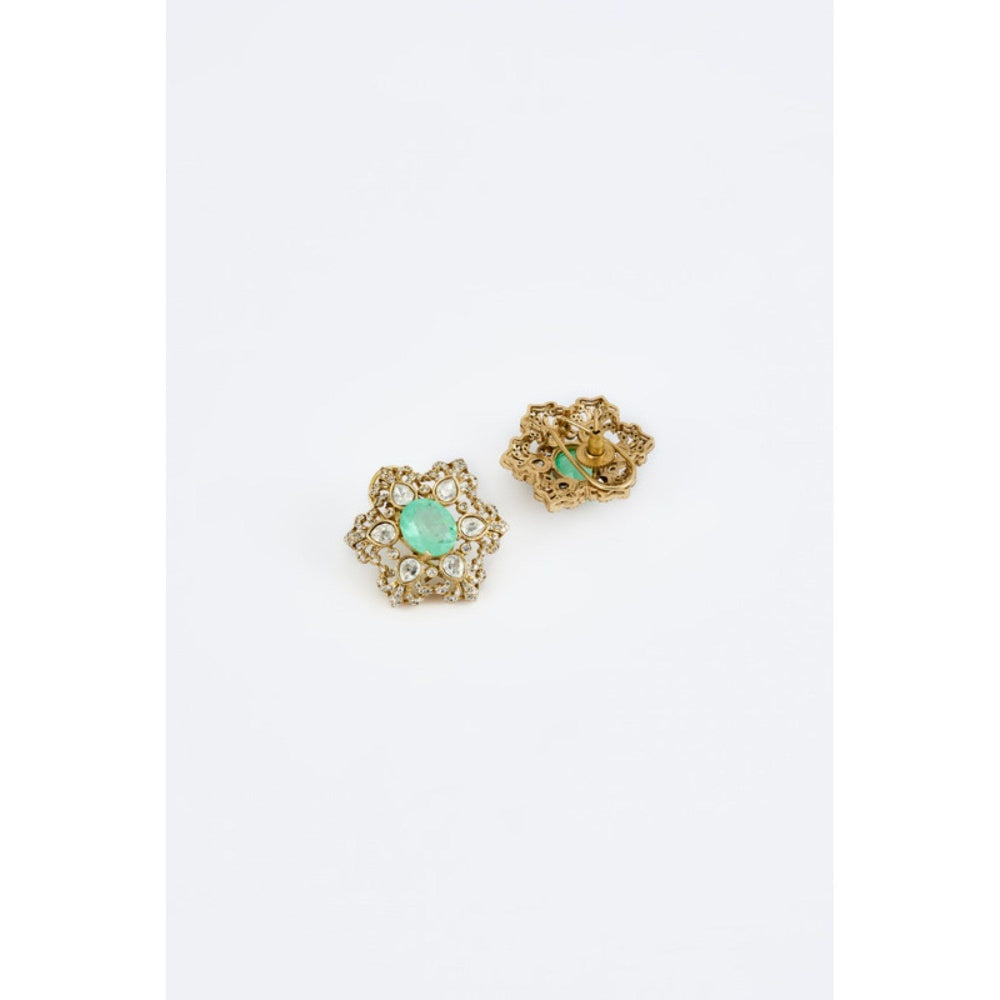 VIVINIA By Vidhi Mehra Florence Gold Plated Green Womens Kundan Polki Short Necklace Sets