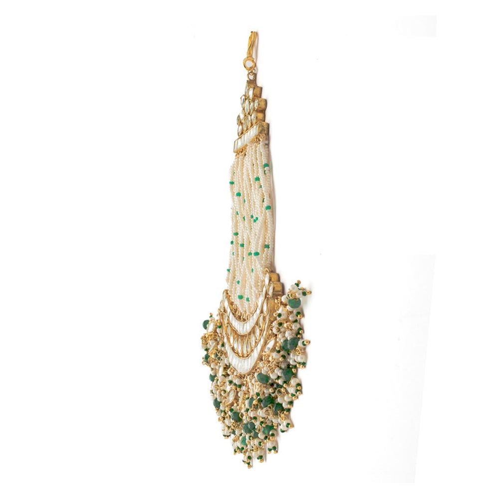 VIVINIA By Vidhi Mehra Gold Plated Green Womens Kundan Polki Paasa