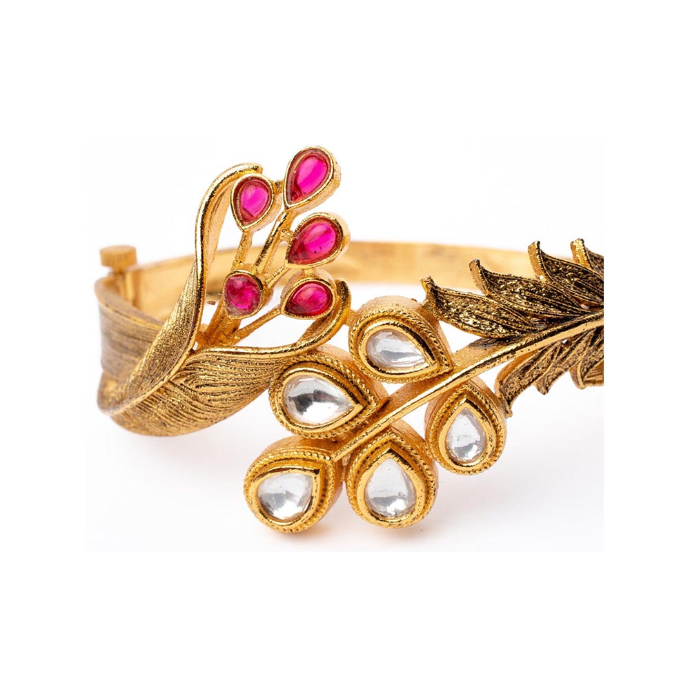 VIVINIA By Vidhi Mehra Gold Plated Pink Womens Kada