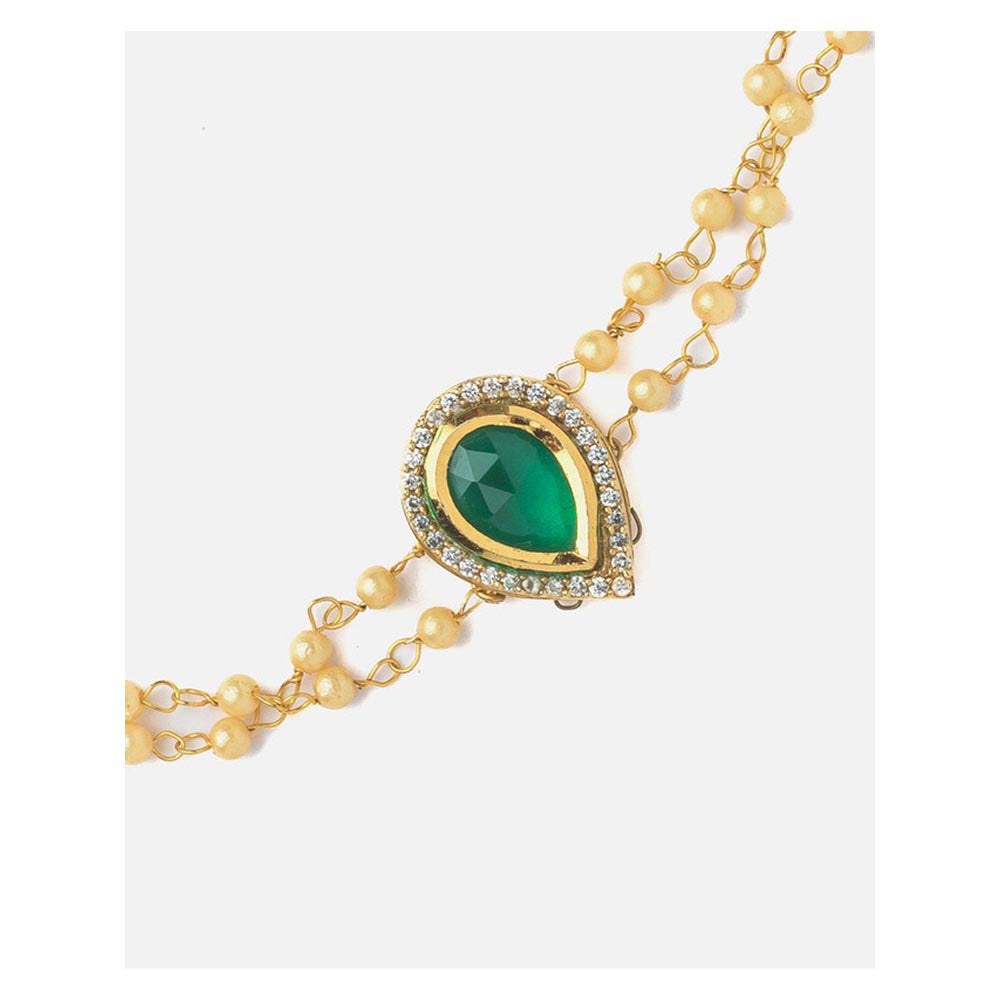 VIVINIA By Vidhi Mehra Gold Plated Green Womens Beaded Bracelet