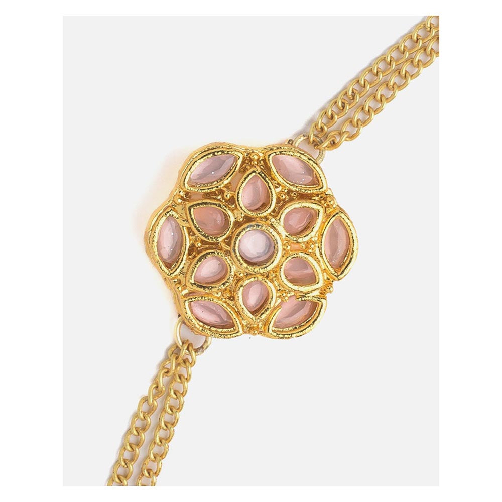 VIVINIA By Vidhi Mehra Gold Plated Pink Womens Kundan And Polki Bracelet
