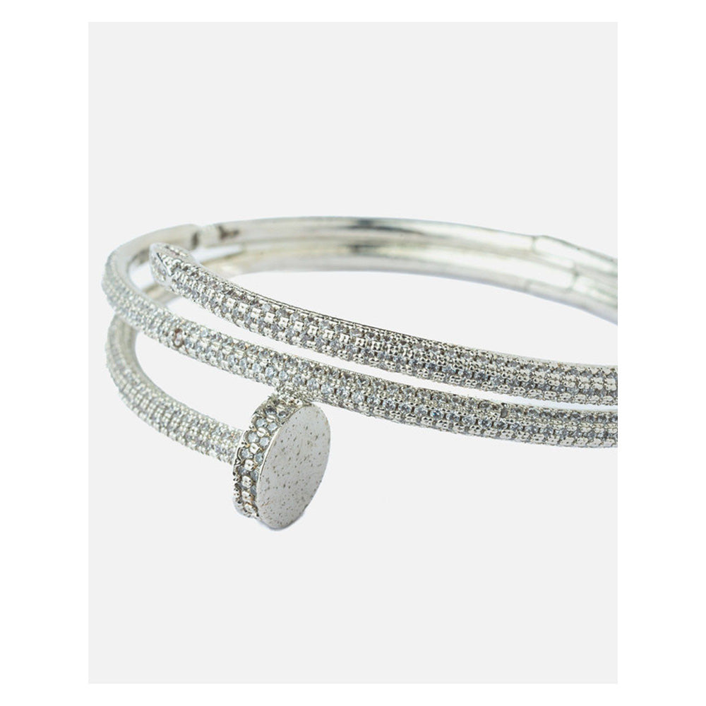 VIVINIA By Vidhi Mehra Silver Plated Zircon Womens Kada