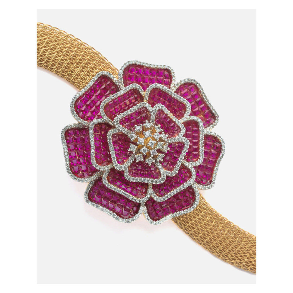 VIVINIA By Vidhi Mehra Gold Plated Pink Zircon Womens Bracelet
