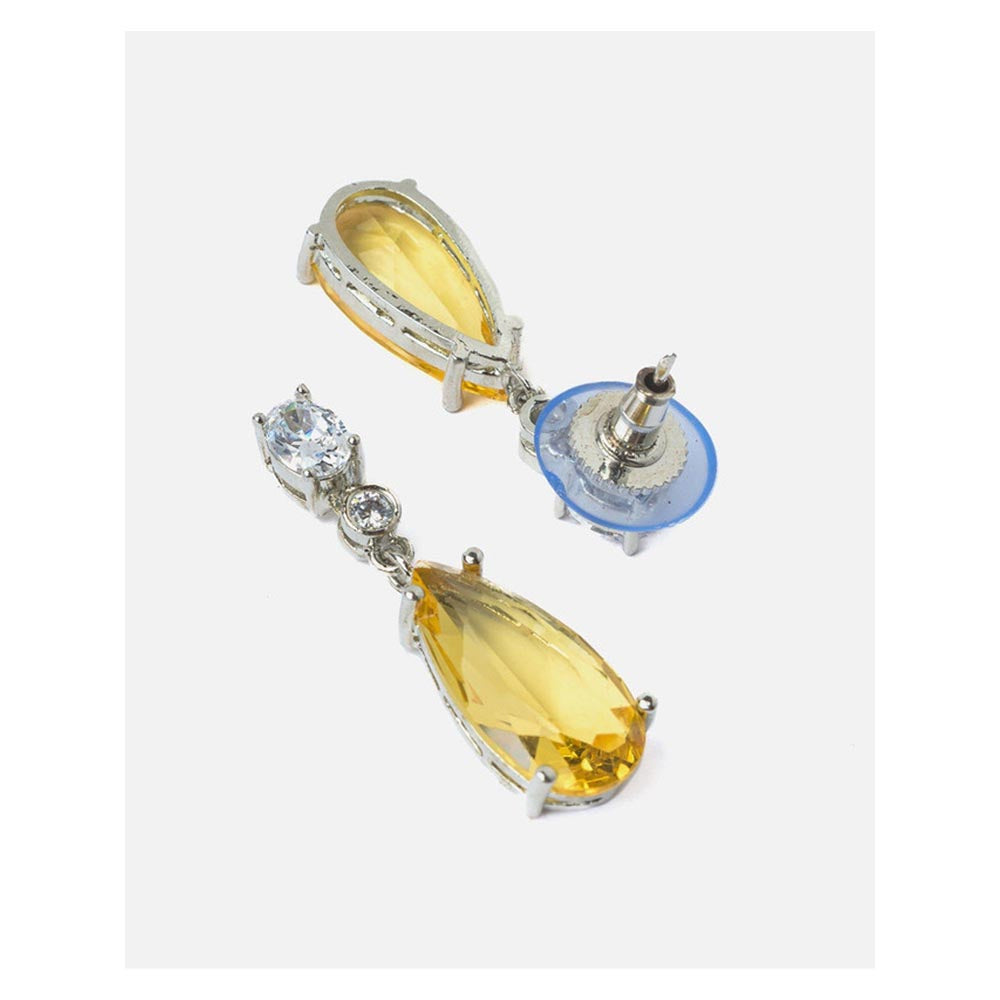 VIVINIA By Vidhi Mehra Silver Plated Yellow Womens Drop Earrings
