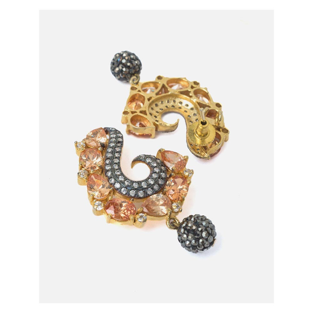 VIVINIA By Vidhi Mehra Gold Plated Peach Womens Drop Earrings