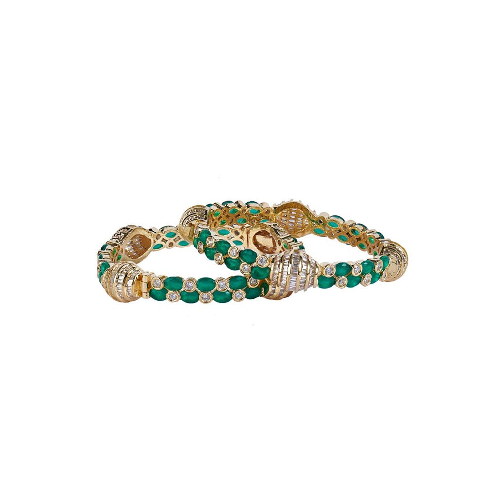 VIVINIA By Vidhi Mehra Gold Plated Green Womens Synthetic Stone Bangles
