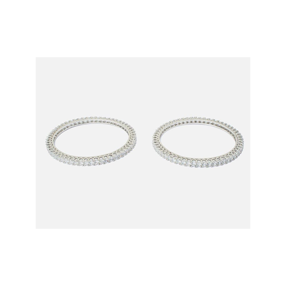 VIVINIA By Vidhi Mehra Zia Silver Plated White Womens Zircon Bangles