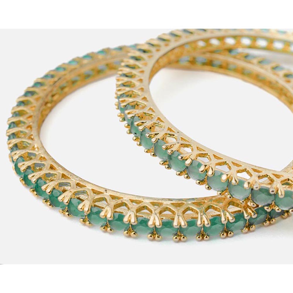 VIVINIA By Vidhi Mehra Zia 2.0 Gold Plated Green Womens Zircon A Bangles