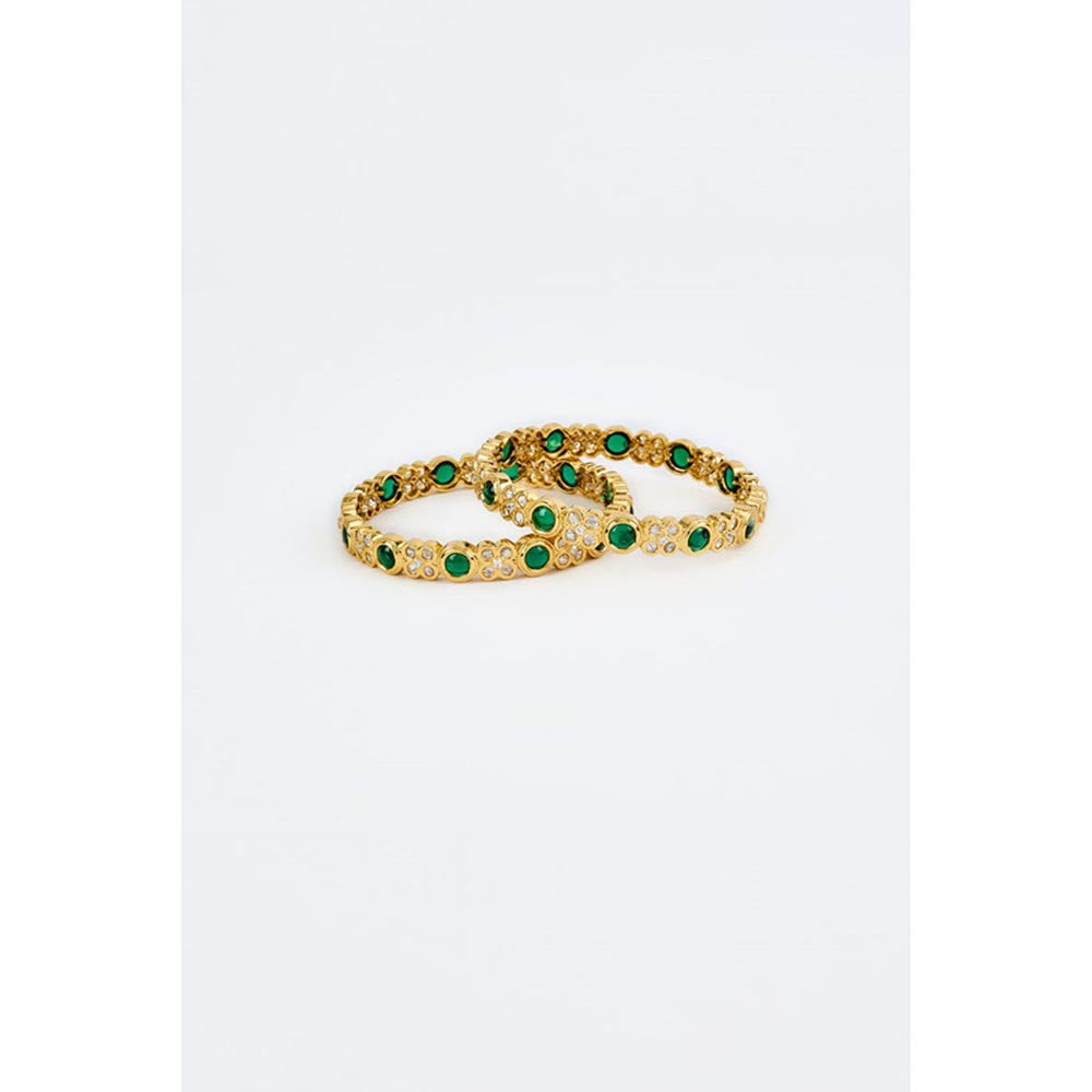 VIVINIA By Vidhi Mehra Saadgi Gold Plated Green Womens Kundan Polki Bangles