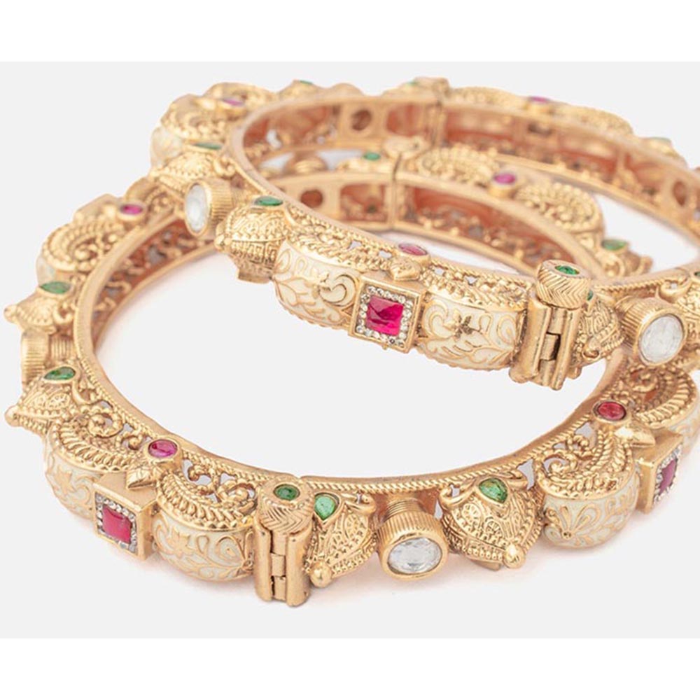VIVINIA By Vidhi Mehra Isvaraah 2.0 Gold Plated Temple Bangles