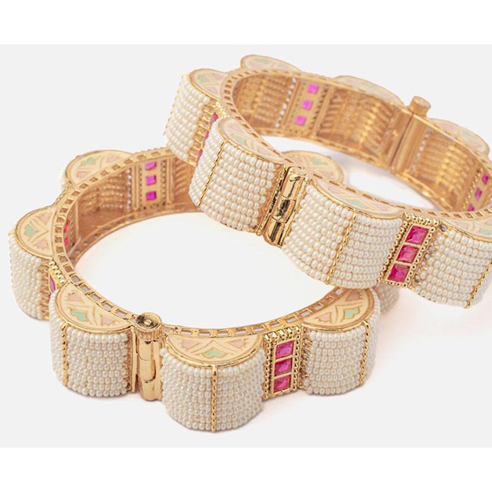 VIVINIA By Vidhi Mehra Isvaraah 2.0 Gold Plated Beads Synthetic Stone Bangles