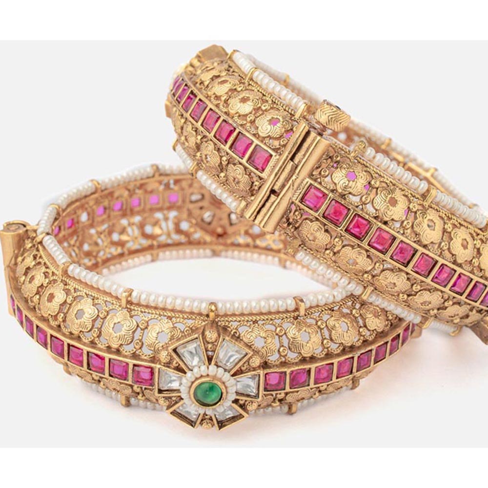 VIVINIA By Vidhi Mehra Isvaraah 2.0 Gold Plated Temple Bangles