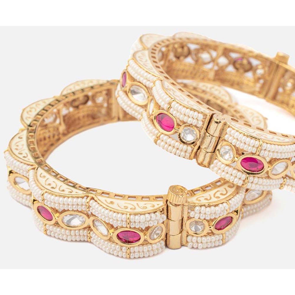 VIVINIA By Vidhi Mehra Isvaraah 2.0 Gold Plated Beads Synthetic Stone Bangles