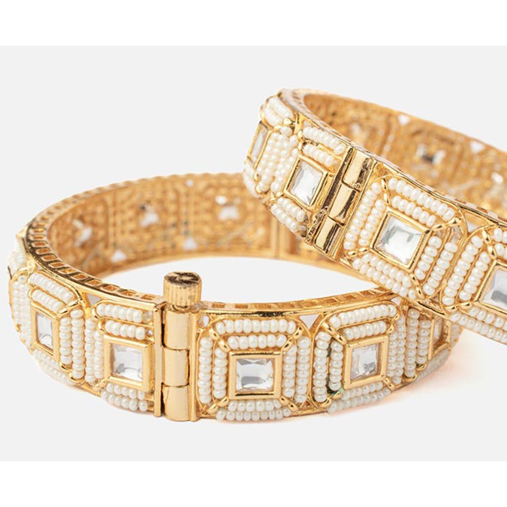VIVINIA By Vidhi Mehra Isvaraah 2.0 Gold Plated Beads/Synthetic Stone Bangles