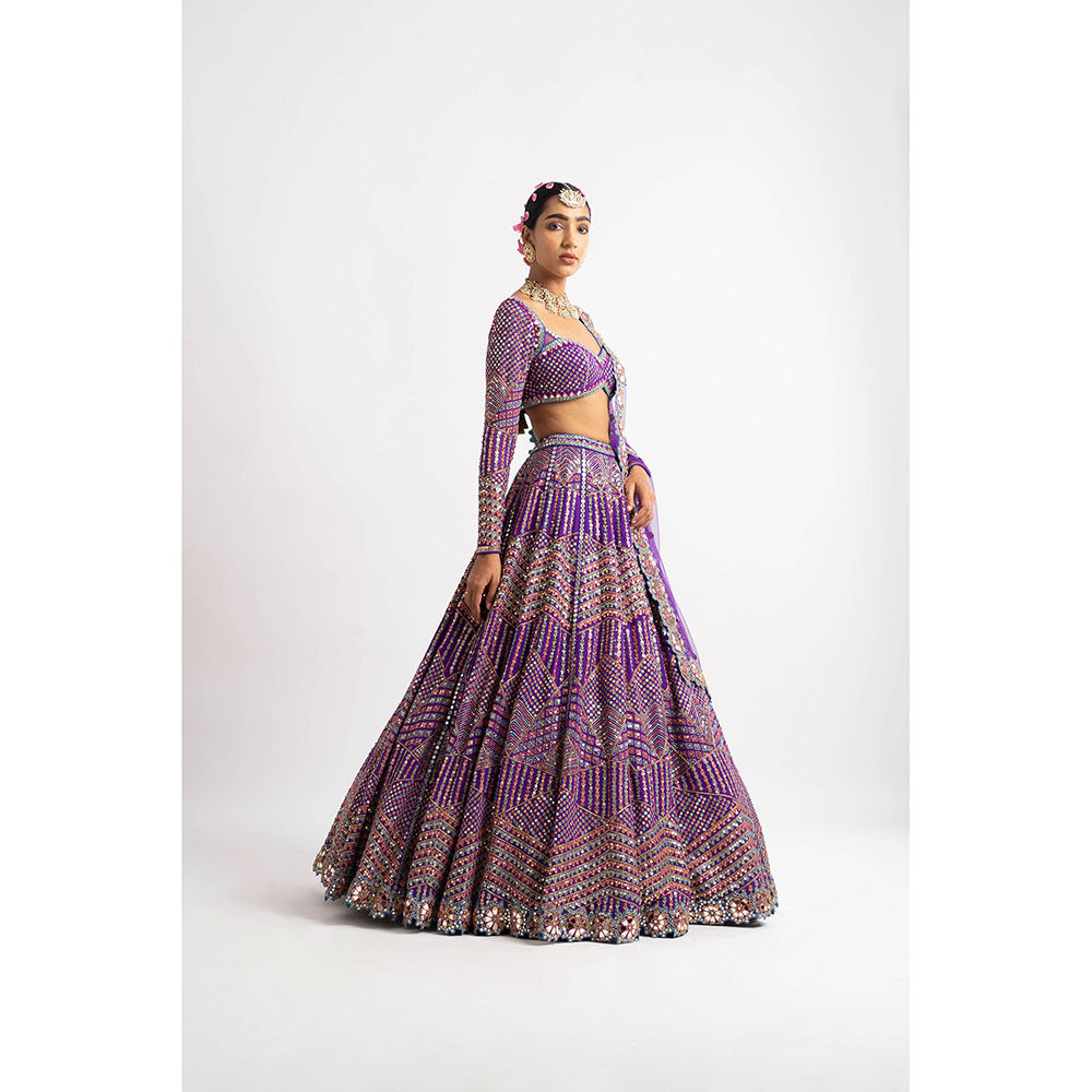 Vvani by Vani Vats Purple Heavy Blouse with Lehenga & Dupatta (Set of 3)