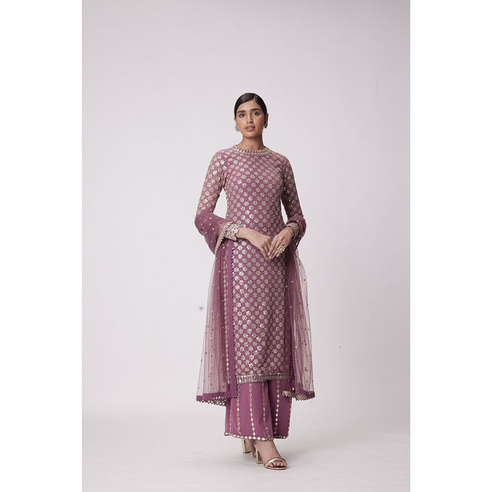 Vvani by Vani Vats Mauve Kurta with Palazzo and Dupatta (Set of 3)