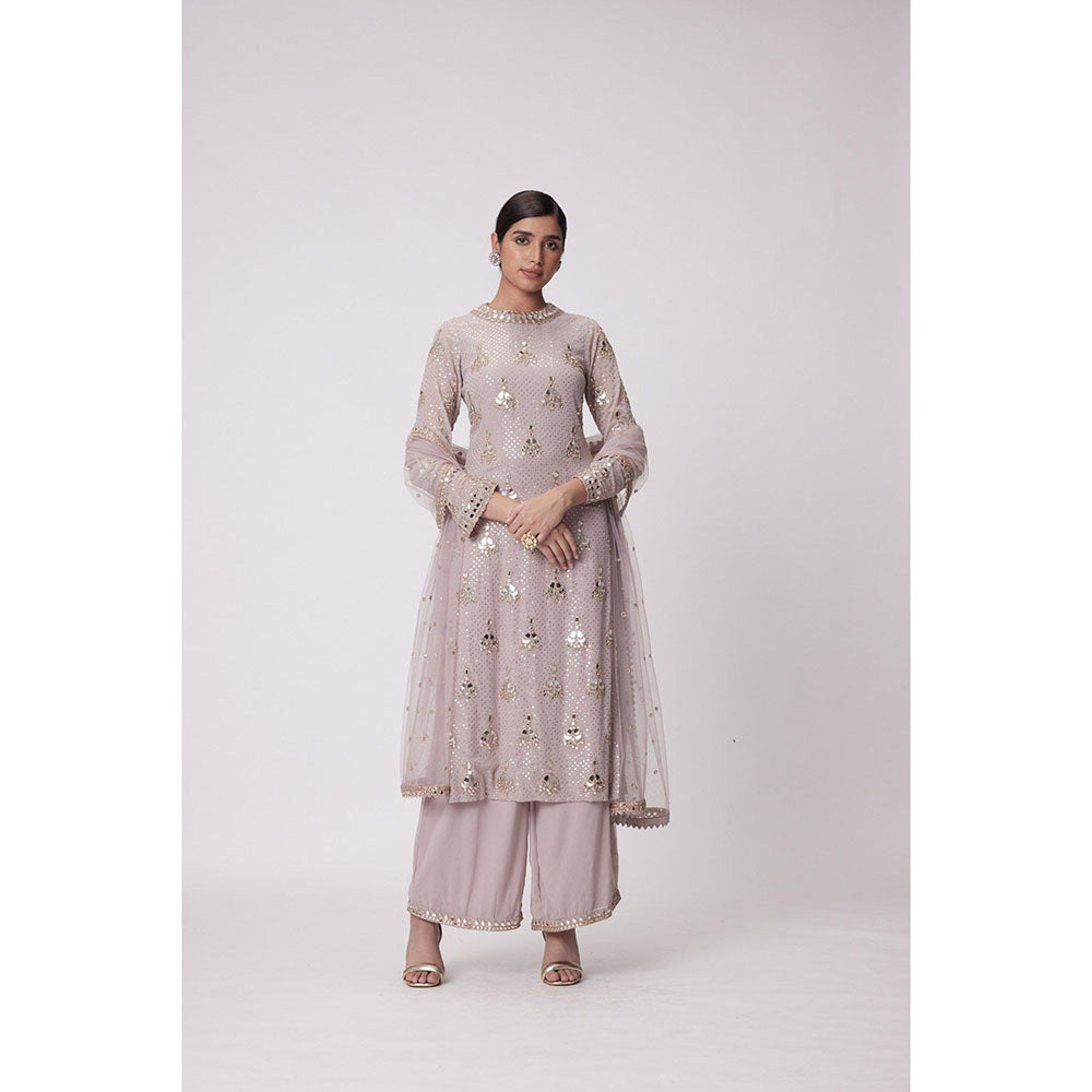 Vvani by Vani Vats Pink Kurta with Palazzo and Dupatta (Set of 3)