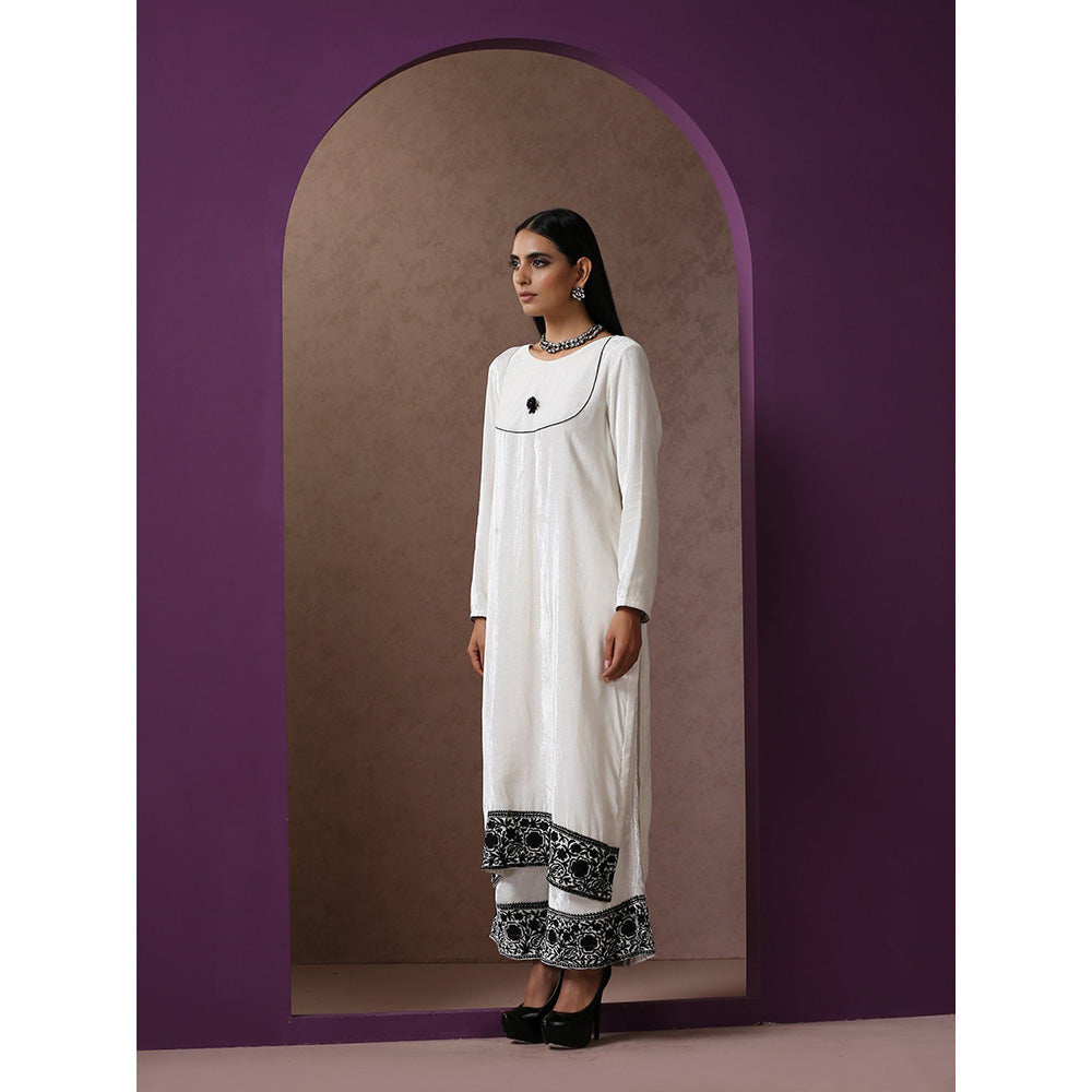 WAZIR C White And Neon Kurta Pant with Dupatta (Set of 3)