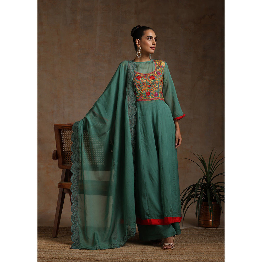 WAZIR C Anarkali Kurta And Flared Pant with Dupatta (Set of 3)