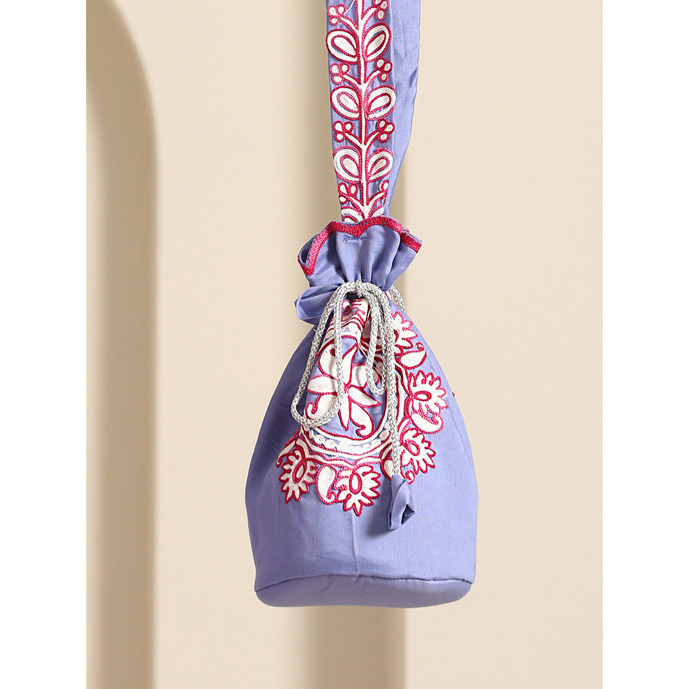 WAZIR C Gul Purple & Hot Pink Potli Bag